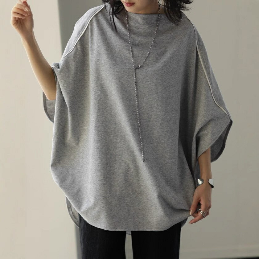 Rakuten - tシャツ レディース ドルマンスリーブ ブラウス ロング ゆったり プルオーバー 大きいサイズ カットソー トップス 無地 夏 ティーシャツ カジュアル 体型カバー