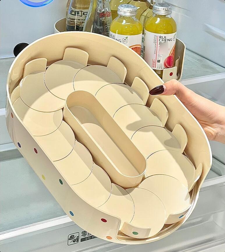 ボトル缶整理回転皿厚め飲料調味料置物棚家庭用ヘルパー冷蔵庫トレー多機能缶ストッカー省スペース 便..