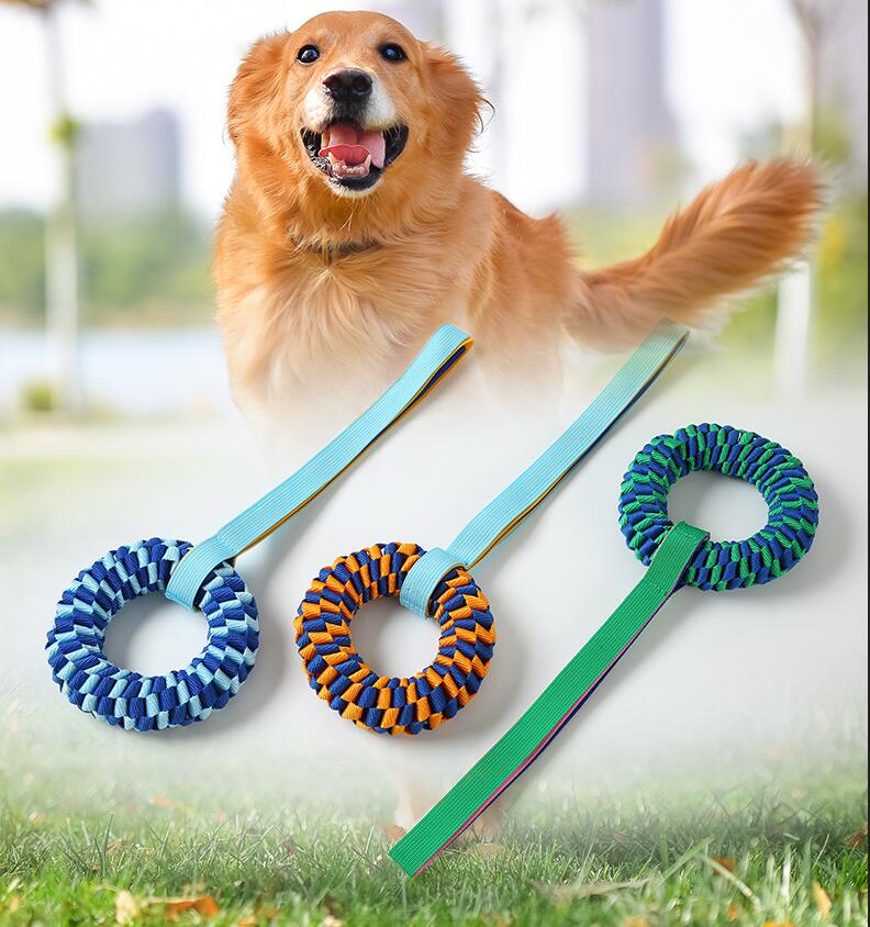 樂天商城 - 犬用噛むおもちゃ 伸縮輪っかトーイ ペット引っ張り遊びグッズ ポリエステル編み 丈夫噛み耐摩耗 歯磨きデンタルケア ストレス解消 散歩室内対応 弾性ハンドル付き 手編みカラフル輪型型犬兼用 引っ張りトレーニング用品 噛み癖改善 耐久性生地 ペットインタラクティブ