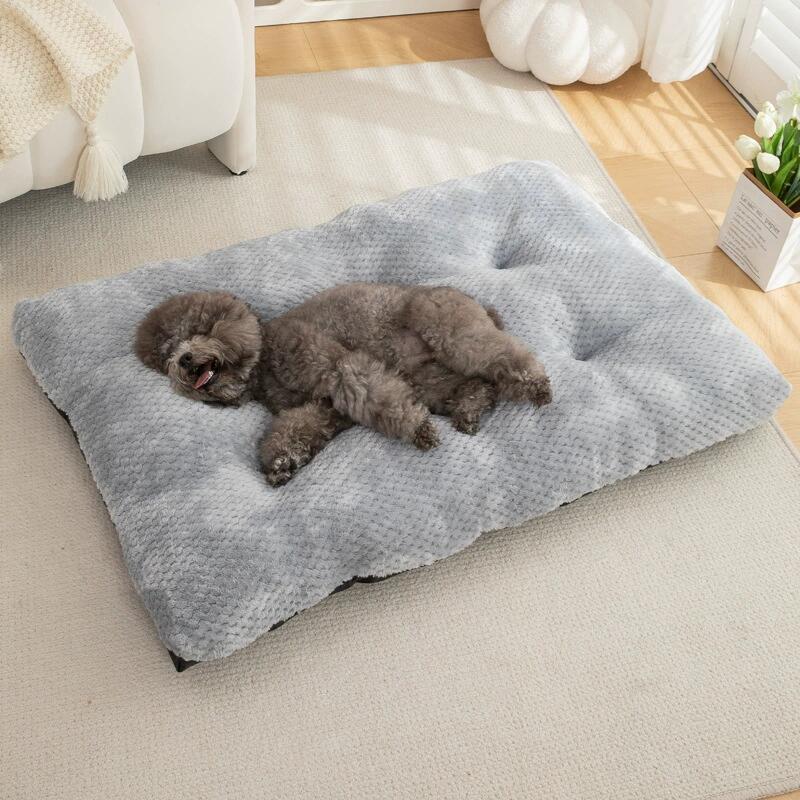 SmalSize L - ヘルスネスト ふわふわ ペット ベッド 長毛厚手 犬 ベッド 防寒 暖かい 猫 ベッド 冬用快適クッション 通年使用 犬猫用 洗濯可能 柔らかいペットマット 滑り止め 小型犬猫大型犬猫適用
