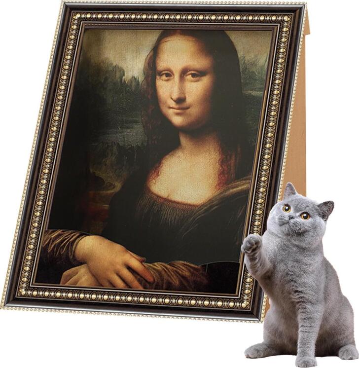 Rakuten - モナリザ猫ベッド - 木製モナリザ猫スクラッチャー、猫爪研ぎボード木製 | モナリザ猫ベッドアート 4D 油絵フレームネスト、有名な絵画の CatLiving 子猫用ホームベッドルームリビングルーム 44x34x52cm