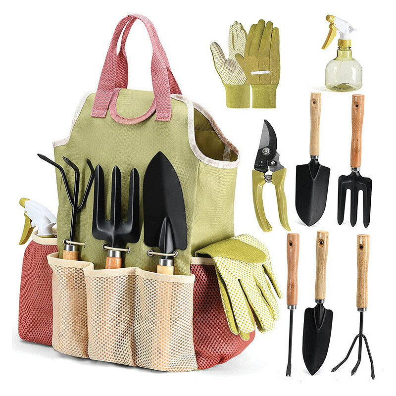 Rakuten - 屋外用ガーデンツールキット コンビネーションガーデンツールセット はさみ ギフト ガーデニングツールガーデニング アクセサリー バンドル、保護スリーブと丈夫な布製キャリング ホルダーを含むポータブル ガーデン セット