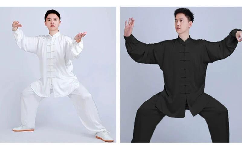 上下セット 太極拳服 長袖太極拳 スーツ メンズレディーズ男女兼用 服 上下セット 唐装 シルク 功夫服 練習 演舞用/太極服/太極拳試合武術カンフーショー服春...