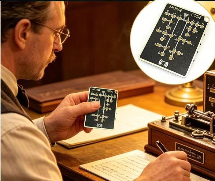 Rakuten - モールス信号チャレンジカード 光と音のフィードバック5.4x4x0.7cm インタラクティブLED信号ボタン学習キット 電信通信トレーニングゲームセット 使いやすい 男性 女性向け