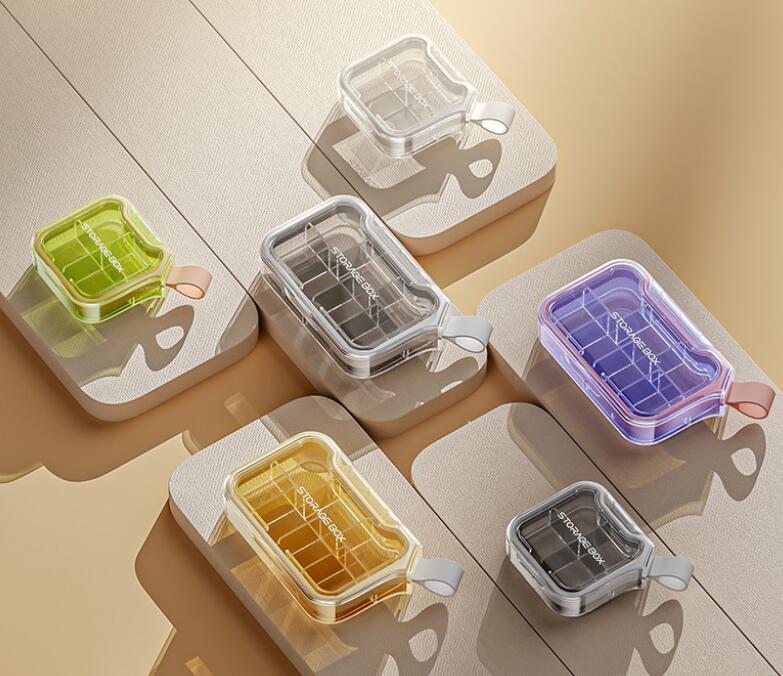 Rakuten - 密封された防湿7日間ピルオーガナイザー ポータブル旅行用薬ストレージボックス 大容量ウィークリーピルケース ティーグリーン