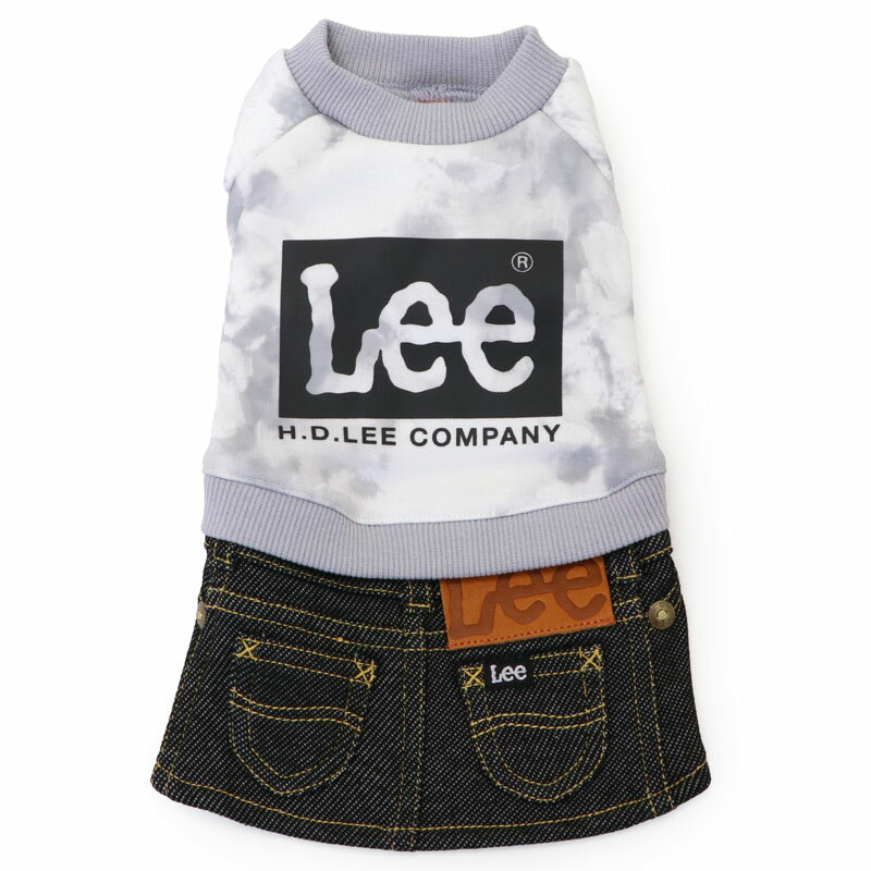 Lee セール 犬 服 冬 スカート つなぎ タイダイ デニム 小型犬 | アウトレット sale 【返品交換不可】 秋冬 ワンピース 室内着 おでかけ おしゃれ かわいい 3