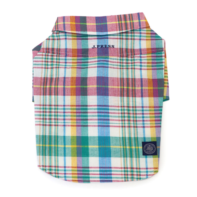 ☆J.PRESS 犬 服 春 マドラスチェック ブルー 小型犬 | 飾りボタン 面ファスナー おしゃれ かわいい かっこいい