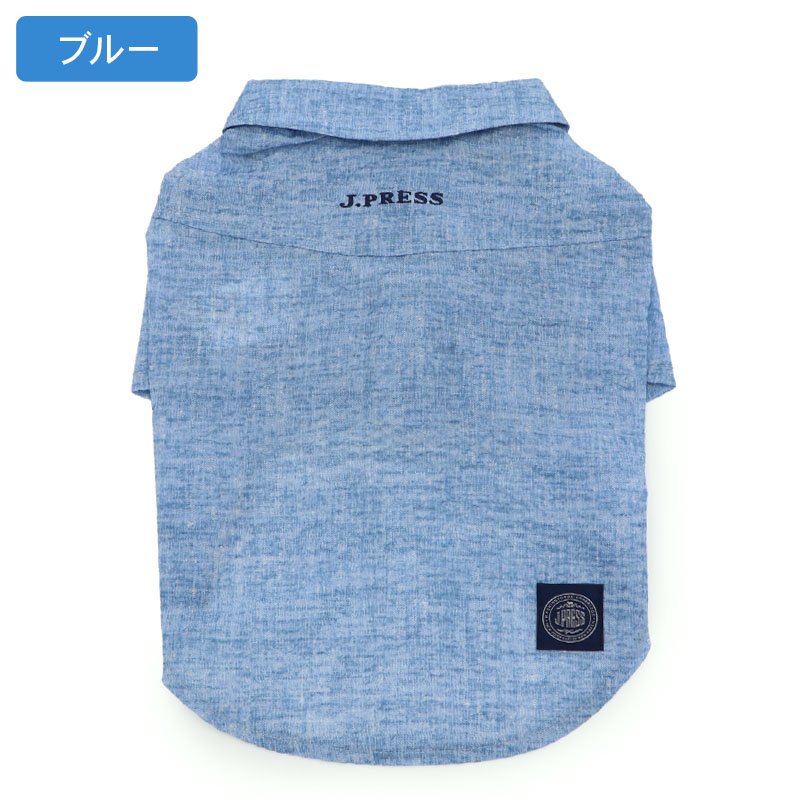 ☆J.PRESS セール 犬 夏服 犬 服 シャツ 小型犬 | アウトレット sale 【返品交換不可】 ブルー グレー 杢 ミラクル ウェーブ 加工 おしゃれ かわいい かっこいい 夏