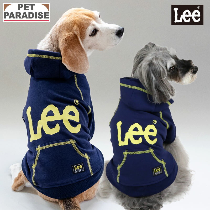 【ペットパラダイス公式】 Lee 犬 服 春 ステッチ パーカー 小型犬 中型犬 大型犬 ネイビー ブランド カジュアル おしゃれ かわいい