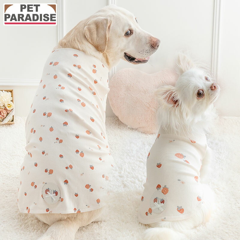 Rakuten - 【ペットパラダイス公式】犬 服 春 花苺柄 はじめて タンクトップ 小型犬 中型犬大型犬 | はじめて パピー やわらか ホワイト ブランド カジュアル おしゃれ かわいい かっこいい