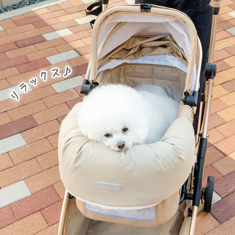 マザーガーデン&ペットパラダイスのペットパラダイス公式 犬 クッション ペットカート用 カートクッション | くすみ ベージュ 顎乗せ クッション コンフォーター カートアクセサリー バギー用クッション 快適 お出掛け 帰省 キャンプ アウトドア｜アングル3
