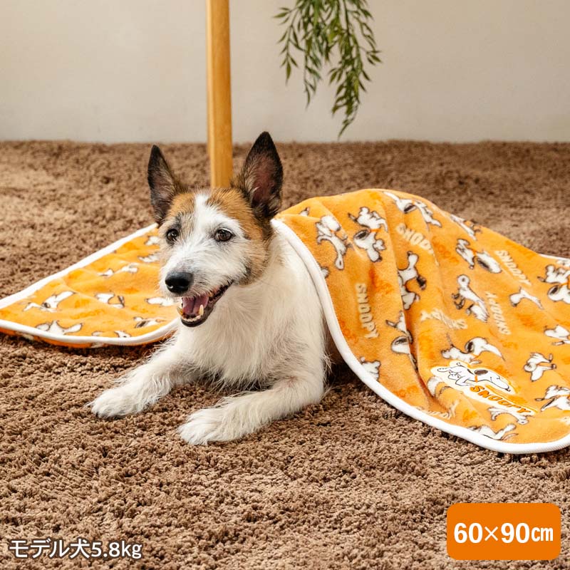 マザーガーデン&ペットパラダイスのペットパラダイス公式 スヌーピー 犬 毛布 冬用 てくてく ブランケット | 保温 暖かい 防寒 かわいい あったか オレンジ｜アングル2