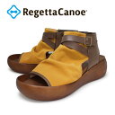 RegettaCanoe -リゲッタカヌー- CJBH-3009 厚底 ブーツサンダル キャンバス地 帆布 ベルト ウェッジヒール 木目調 バルキーヒール 履き...