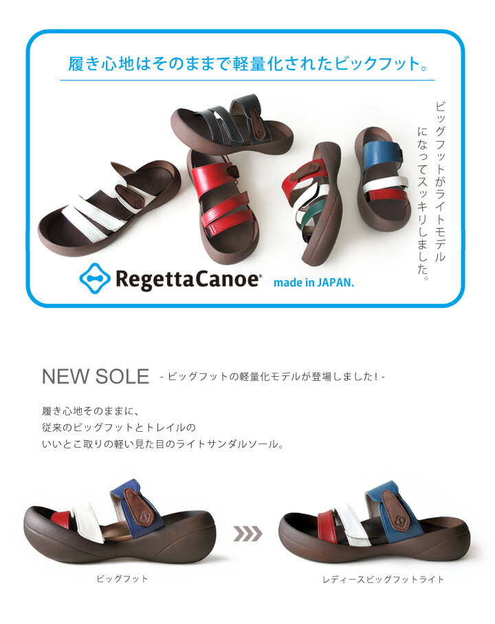 RegettaCanoe -リゲッタカヌー-CJLB-1500 レディースビッグフットライトタイプ　3本ベルトサンダル