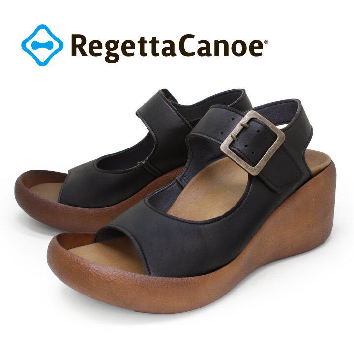 RegettaCanoe -リゲッタカヌー- CJBG-9103 厚底 ブロッジヒール バックルベルト サンダル 履きやすい 歩きやすい レディース