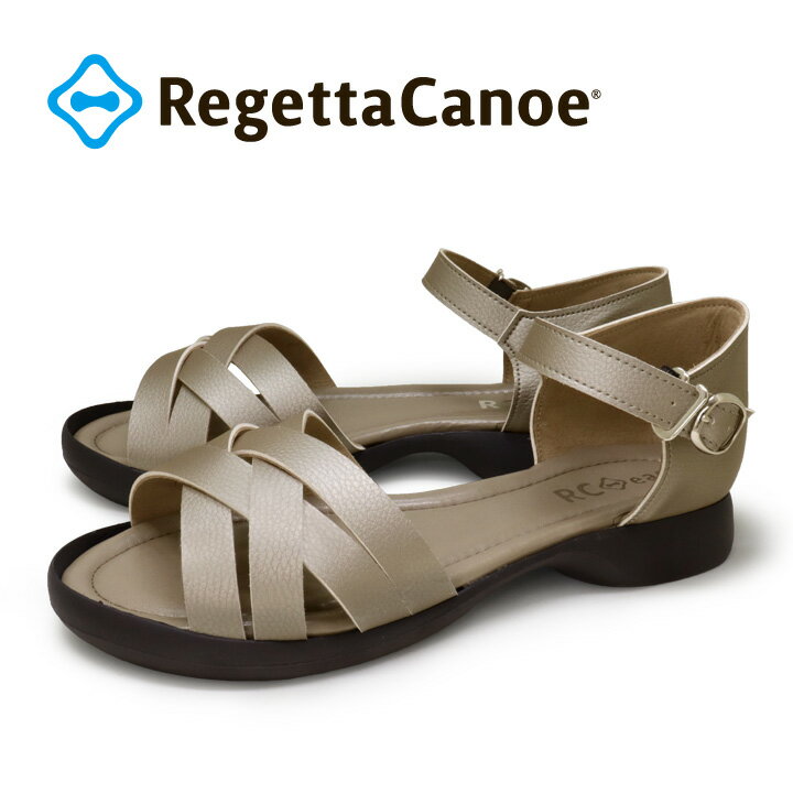 全品P5倍＆555円クーポン配布！4日20時〜10日23:59まで RegettaCanoe -リゲッタカヌー-CJSL-1705 ステイルソール クロスベルト サンダル ぺたんこ 歩きやすい ラバー素材 滑りにくい レディース