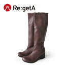 PT10倍開催!4日20時から6日23:59分まで!Re:getA リゲッタ R-610 サイドジップ付ロングブーツ ウェッジヒール 6cmヒール 歩きやすい 履きやすい 膝下ロングブーツ