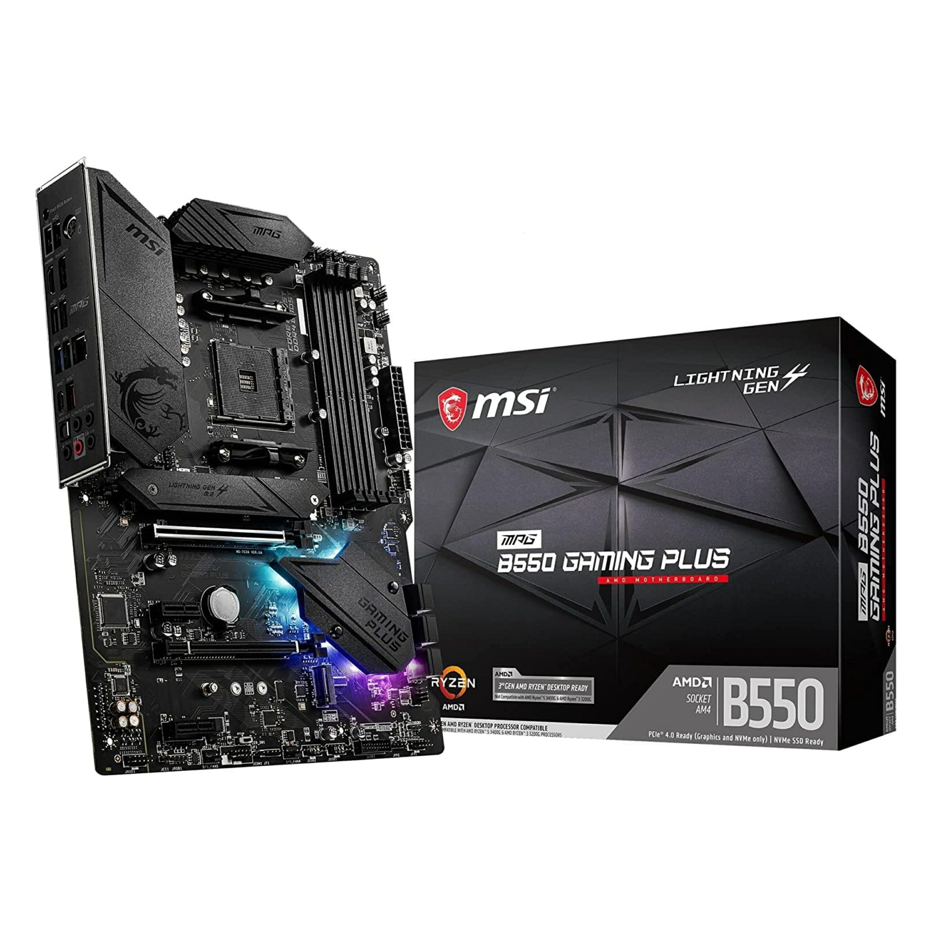 MSI マザーボード MPG B550 GAMING PLUS/A ATX [AMD B550 チップセット 搭載] Ryzen 5000 シリーズ プロセッサー MB5873 AMD Ryzen 第3世代 パソコン PC マザボ 組み立て ヒートシンク デザイン WIFI ゲーミング ゲーム 高速 オンラインゲーム DDR4 4400 MHz 128GB