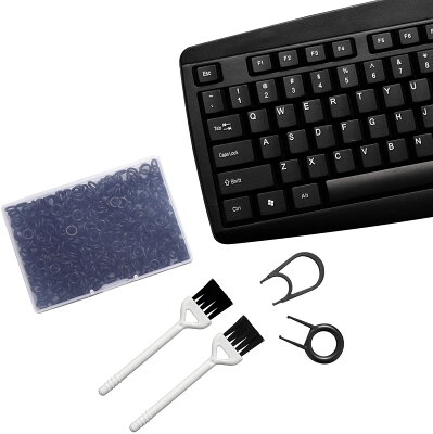 静音化 リング 500個入り Oリング メカニカル キーボードに対応 MX軸対応 ストレス軽減 疲労軽減 大容量 修理 メンテナンス キーキャッププーラー クリーニングブラシ 各2個付き セット O-Ring シリコン製 防水 打鍵感改善 掃除 オーリング パソコン PC キーボード - Image 2