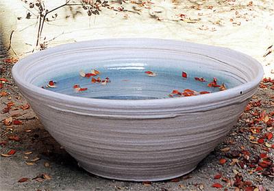 大型水鉢信楽焼き水鉢白マット刷毛目...