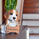 ビーグル　Welcome　犬welcomボード　置物　犬の置物お庭や玄関先に。プレゼントにもどうぞ。