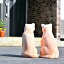 ねこ 2個セット テラコッタフンベルト フランツテラコッタの置物 手作り 優しい色合いスマートな猫 キャットお庭や玄関先に。プレゼントにもどうぞ。