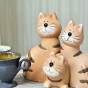 ドッキング猫 ねこ 3つセット猫の親子 猫の置物 家族リビングやデスクに。プレゼントにもどうぞ。