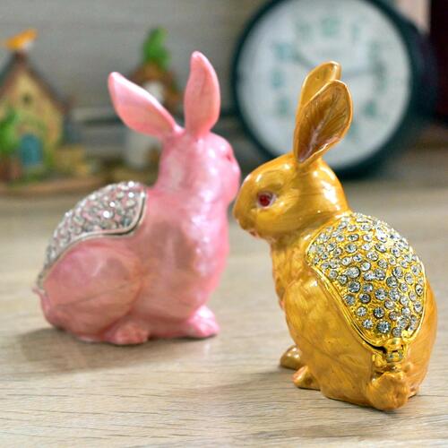 うさぎの宝石箱 2個セット兔子 粉色 金色 ジュエリーボックス置物 可愛い置物 ケースキラキラ 宝石 アクセサリー大切なものをこっそり入れましょう。プレゼントにもどうぞ。