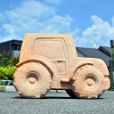 現品のトラクター テラコッタ 優しい色合いテラコッタの置物 手作り プランター車 お庭や玄関先に。はたらくくるまプレゼントにもどうぞ。