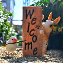 うさぎ&白文鳥 ウェルカムボード 2つセットwelcomボード 磁石ラビットWelcome 兔 鳥 小鳥 枝ぴょんぴょん ちゅんちゅん お庭や玄関先に。プレゼン...