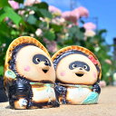 信楽たぬき 2つセット 陶器 狸 らっくん・くーちゃん にこにこ コンパクト 信楽焼き 狸の置物 笑い狸 可愛いたぬき 福たぬき 幸福 金運 勝負運 大願成就 ...