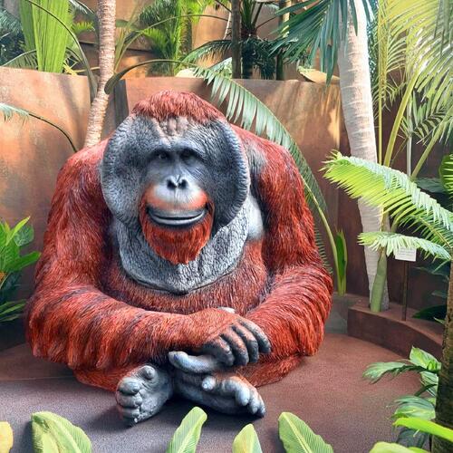 WOOBIA 　お座りオランウータン　リオ　リアルな置物　かわいい置物　珍しい置物　オランウータン　映え　お庭や玄関に飾るとgood！　本物のような置物(4)