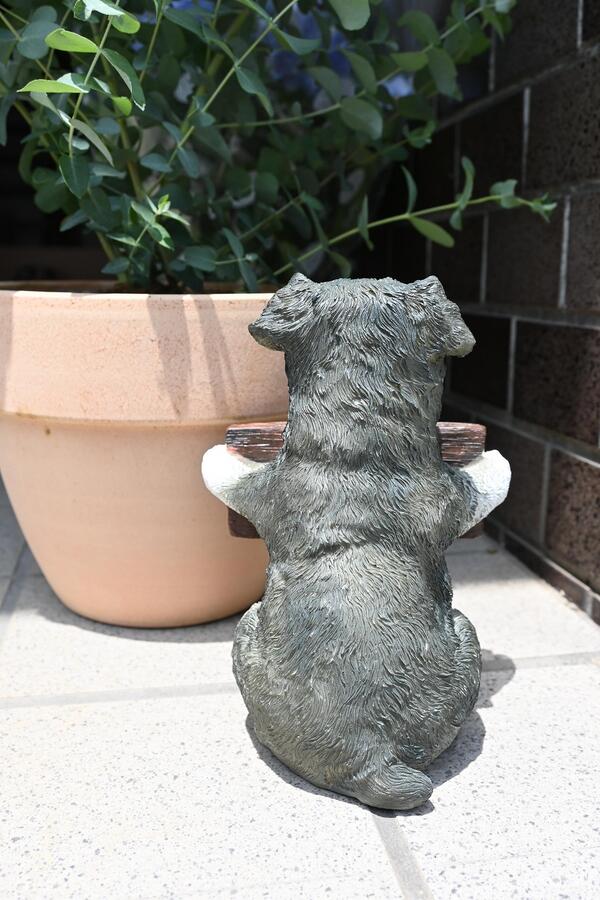 ウェルカムわんこ　かわいい　犬の置物WELCOME 　子犬　ウェルカムボード　シュナウザーお庭や玄関先、お部屋にもどうぞ。