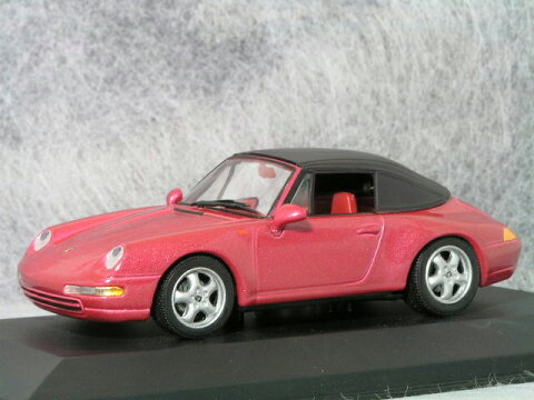 ミニチャンプス 1/43 ポルシェ 911 ( 993 ) カブリオレ + ソフトトップ / レッド メタリック