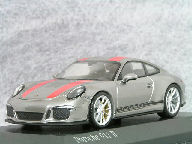 ミニチャンプス 1/43 ポルシェ 911 ( 991 ) R / シルバー・レッド ストライプ