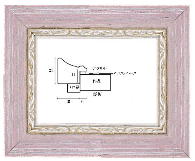 Rakuten - アンティーク調の額縁がおしゃれな60046 ピンク/銀　キャンバス100mm×80mm厚さ10mmが収まるサイズ