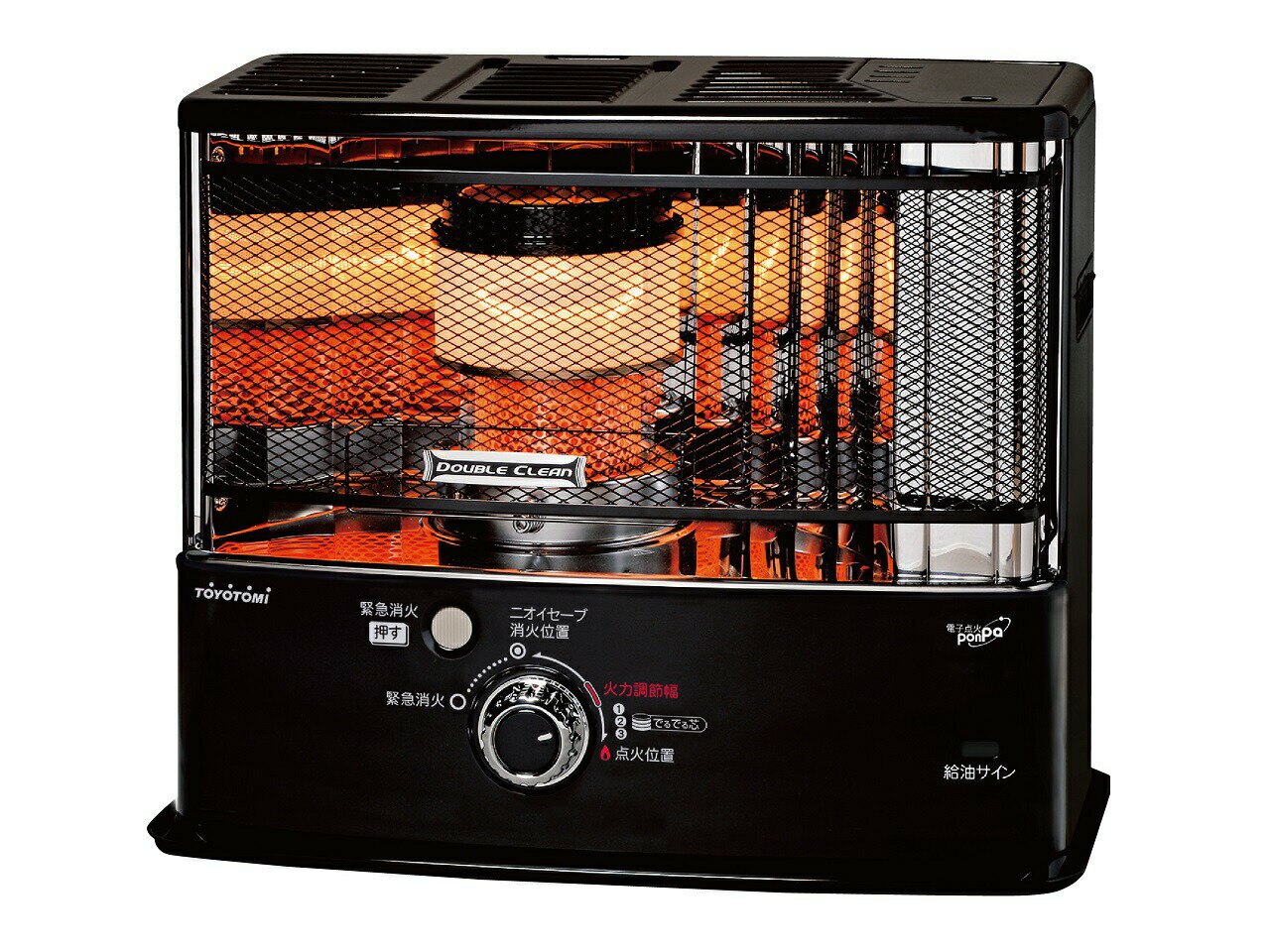 【正規品】トヨトミ 石油ストーブ ブラック RCW3624B 日本製 RC-W3624（B） | 黒 シンプル 石油暖房 灯油 遠赤 やかん ダブルクリーン でるでる芯 安全設計 国産 シンプル リビング ダイニング おしゃれ おすすめ プレゼント ギフトTOYOTOMI