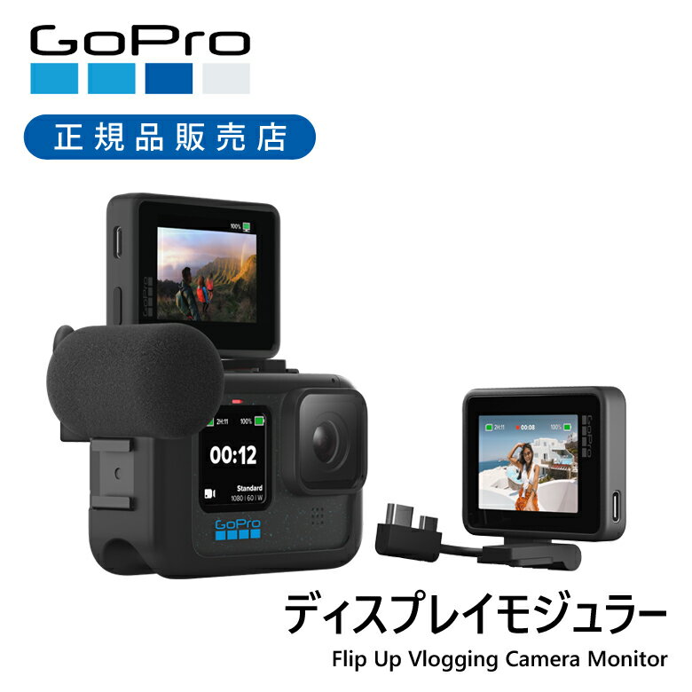 ＜正規品＞GoPro ゴープロ ディスプレイモジュラー AJLCD001 | 純正 HERO8 HERO9 HERO10 HERO11 HERO12 マウント アクセサリー 配信 専用 AJLCD-001 フロントカメラ 接続 オプション Vlog ブログ 便利 おすすめ 旅行 持ち運び 2インチ ディスプレイ モニター 画面 追加