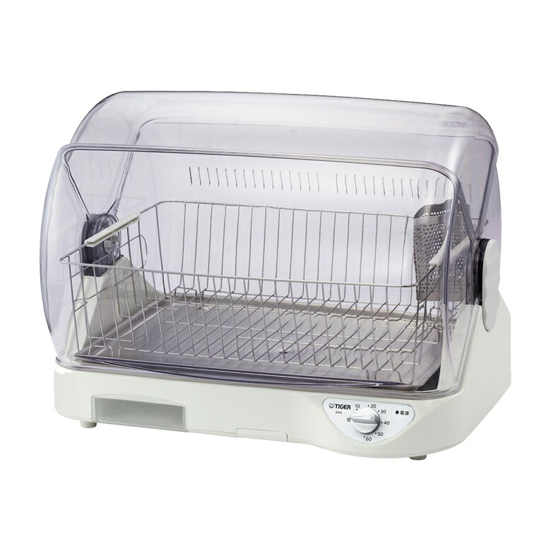 【正規品】タイガー魔法瓶 食器乾燥器 ホワイト DHG-S400W DHGS400W | 6人分 高温 約100℃ 熱風乾燥 温風 省スペース コンパクト設計 ステンレス製トレイ ふきんかけ付き ダイヤル式 60分 1時間 タイマー まな板乾燥OK 新生活 プレゼント ギフト