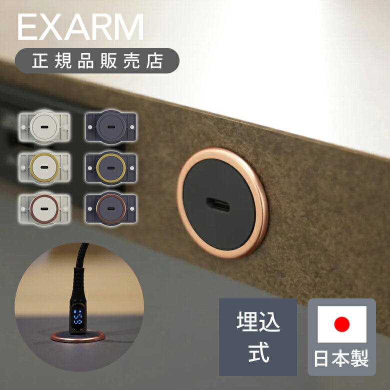 【正規品】SWAN EXARM POWER 100 | 埋込型USB-Cポート EXP-1610 E1610 | 日本製 国産 EXP1610 スワン電器 TYPE-C ポート 後付け DIY 100W コンパクト 天板 取付 簡単 結線不要 机 インテリア おしゃれ 埋め込み式 埋込式 リフォーム 施工 エグザーム