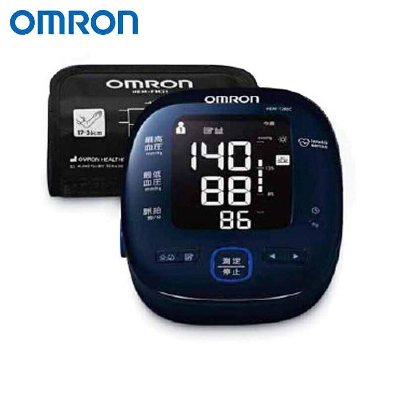 上腕式 血圧計 フィットカフ メモリ機能 スマートフォン対応 アプリ対応 コンパクト 小さい バックライト ブラック液晶 健康 ネイビー OMRON オムロン ヘルスケア HEM7281T