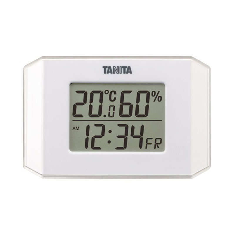 温度計 湿度計 温湿度計 デジタル時計 カレンダー 置き時計 卓上 おしゃれ コンパクト ホワイトTANITA タニタ TT-574/WH