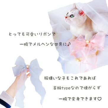 (送料無料) 猫 首輪 リボン 小型犬 天使 撮影 結婚式 シュシュ メルヘン ネコグッズ 猫グッズ ペット用品 かわいい 妖精 コスプレ バックル 装着簡単 子猫 おしゃれ 調整可能 リボン ブルー ピンク XS S M