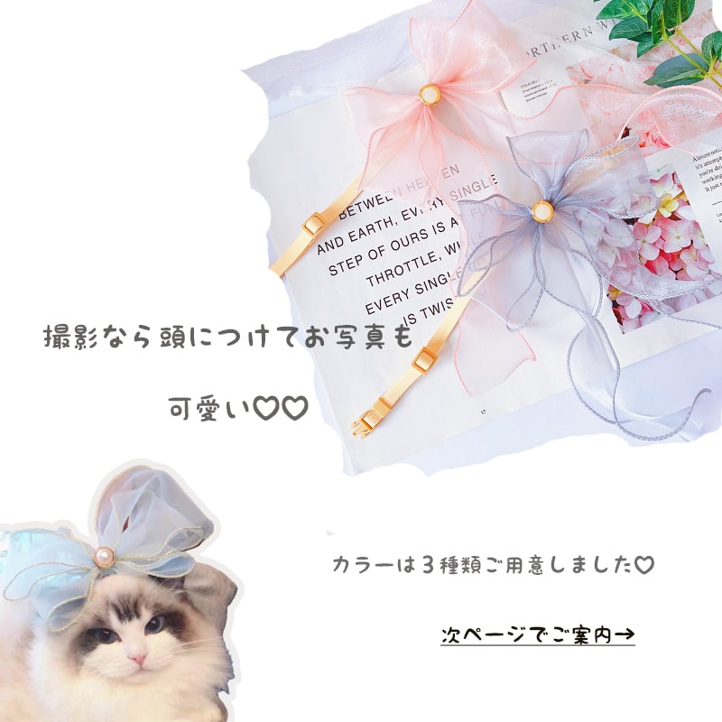 (送料無料) 猫 首輪 リボン 小型犬 天使 撮影 結婚式 シュシュ メルヘン ネコグッズ 猫グッズ ペット用品 かわいい 妖精 コスプレ バックル 装着簡単 子猫 おしゃれ 調整可能 リボン ブルー ピンク XS S M