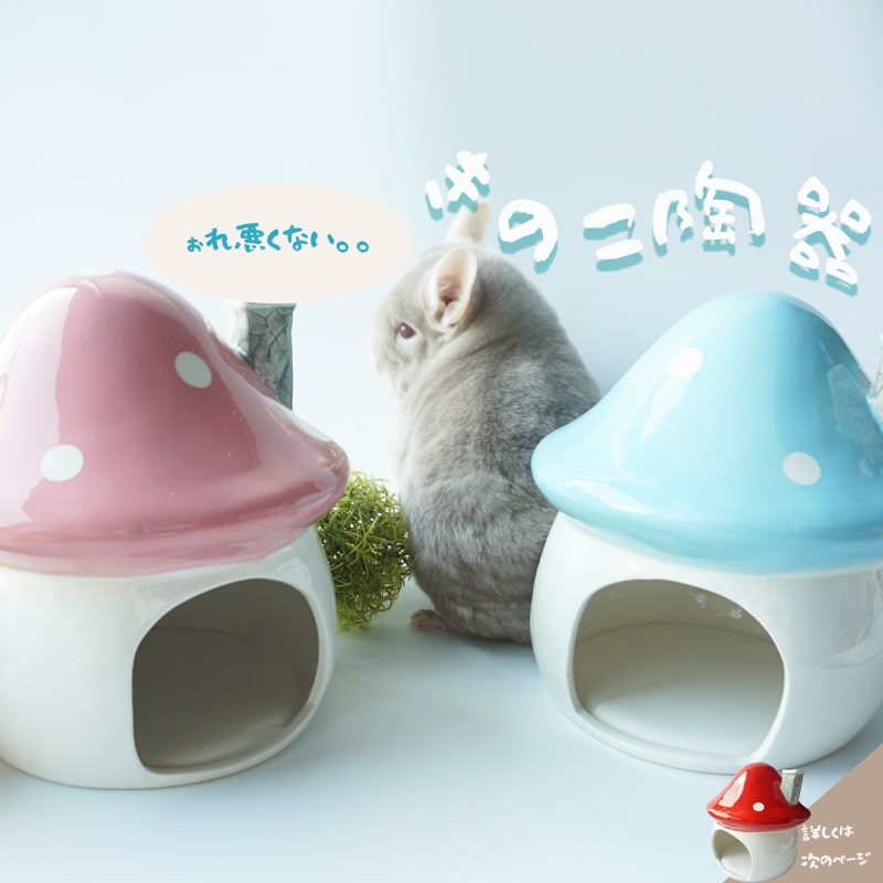 (宅急便/送料無料)チンチラ 陶器 ハウス キノコ 熱中症対策 オールシーズン ペット用品 お家 寝床 小屋..