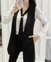 【35%OFFクーポンで,2853円】テーラードベストジレ レディース 韓国風 ノースリーブ テーラードジャケット おしゃれ オフィスカジュアル 春秋冬アウター無地こなれ感 トレンチベスト 着やせ通勤 miniministore 21SHANGYI-078