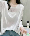 シアートップス重ね着クルーネックTシャツ ドロップショルダーロンt ゆったりシルエット 薄手トップス UV対策 透け感春夏トップス 紫外線対策カットソー大人可愛い miniministore 2QMXUN-002