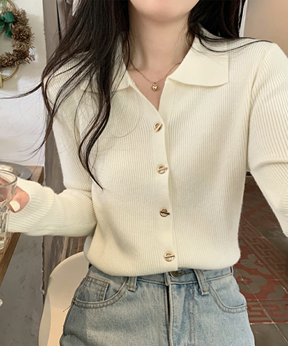 【最大50%OFFクーポンで,1395円】秋冬ニットトップス レディースニットポロ きれいめニットセーター 無地 ニットインナー大人 着やせ 韓国ニットソー スリム ニットカーディガン 羽織り 長袖春秋服 miniministore 2XUAN-002