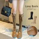 【50%OFFクーポンで,2995円】厚底 ロングブーツ レースアップ 韓国風 レディースローヒール ジョッキーブーツ 履きやすい バックジップ 美脚 歩きやす...