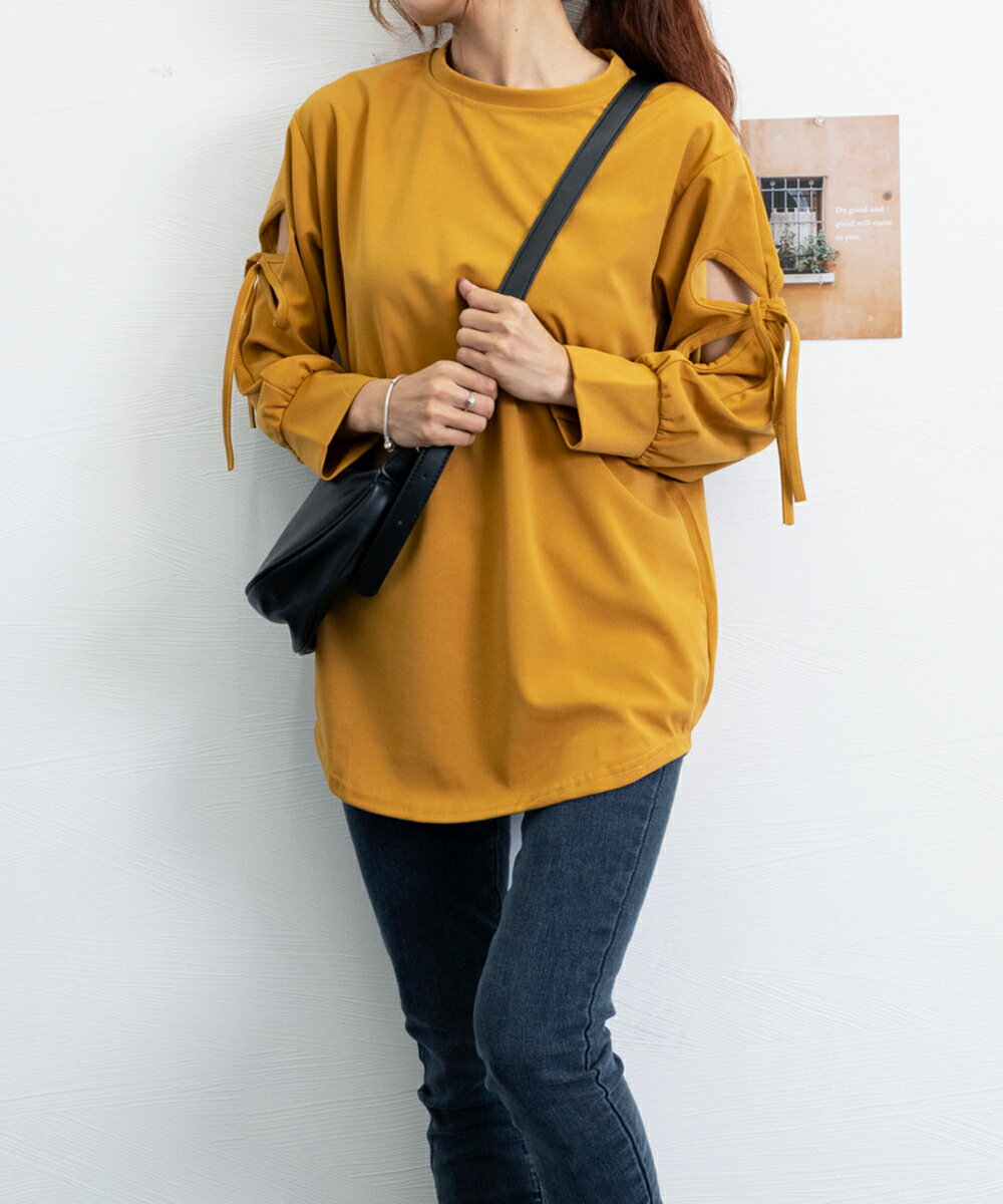 【最大50%OFFクーポンで,1545円】Tシャツカットソー ゆったりトップス レディース 体型カバー ロングTシャツ クルーネック 春秋 カジュアル プルオーバー 無地 大人可愛い ロンティー miniministore 77MIYAGE-001